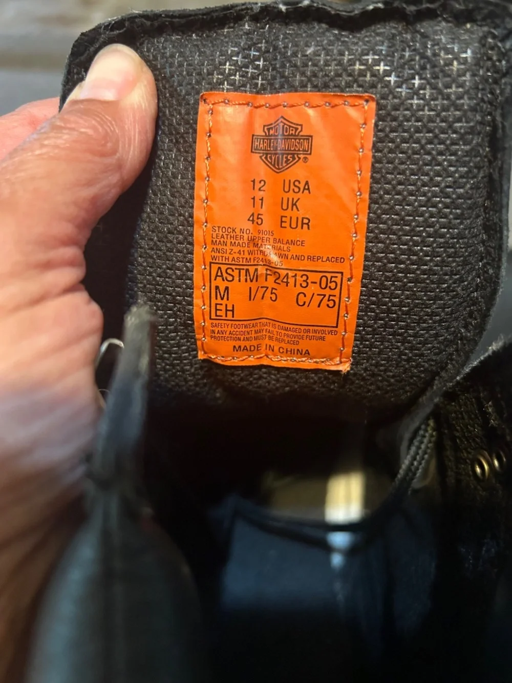 Black Harley Davidson Motor Cycle Lace Up Steel Toe Boots